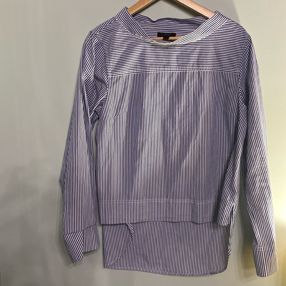J. Crew Striped Scoop Neck Top 100% Cotton Size 8